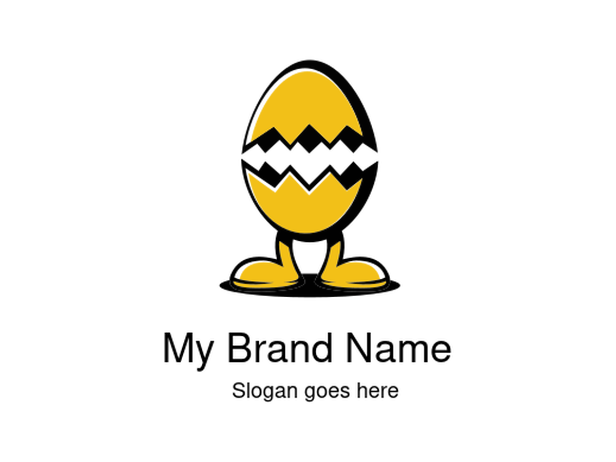 Cartoon Cracked Egg Mascot Logo with Feet – Ideal for Kids Brands, Food Products, and Playful Educational Content